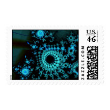 Blue Spirals Fractal Postage