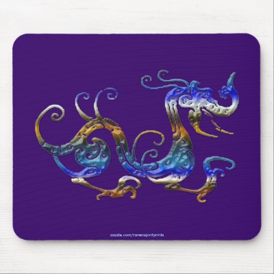 BLUE SPIRIT DRAGON Mousepad by RavenSpiritPrints