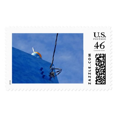 Blue Sponged House and Sky Postage Stamps by koduckgirl