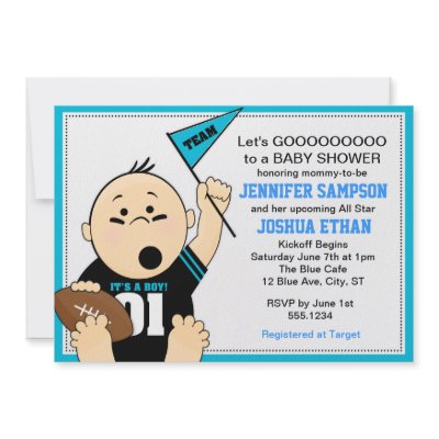 Blue Sports Tailgate Baby Shower Invitations by LittleBeesGraphics
