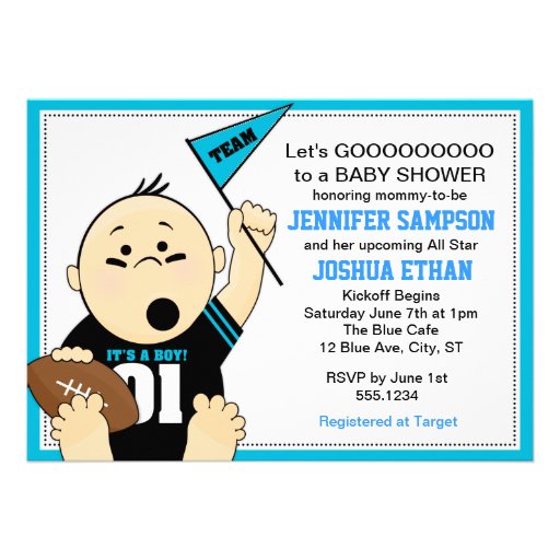 Blue Sports Tailgate Baby Shower Invitations