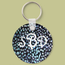 Blue Spot Monogram Keychain by littlewingdesign Blue Spot Monogram Keychain