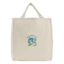 Blue Spring Flower Customizable Embroidered Tote embroidered bags by naturetees Blue Spring Flower Customizable Embroidered Tote embroidered bags