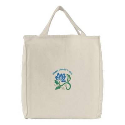 Blue Spring Flower Customizable Embroidered Tote Embroidered Bags by naturetees