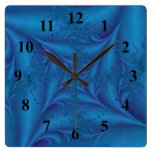 Blue Square Spiral  Wall Clock