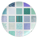Blue squares mosaic pattern dinner plates