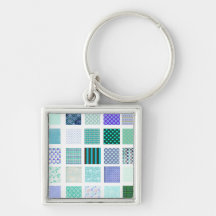 Blue squares mosaic pattern key chains