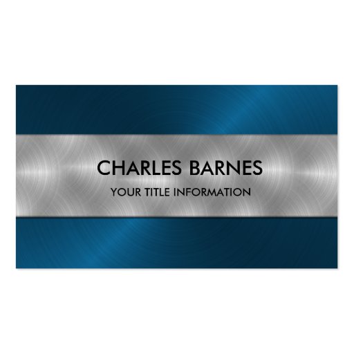 Blue Stainless Steel Business Card (front side)