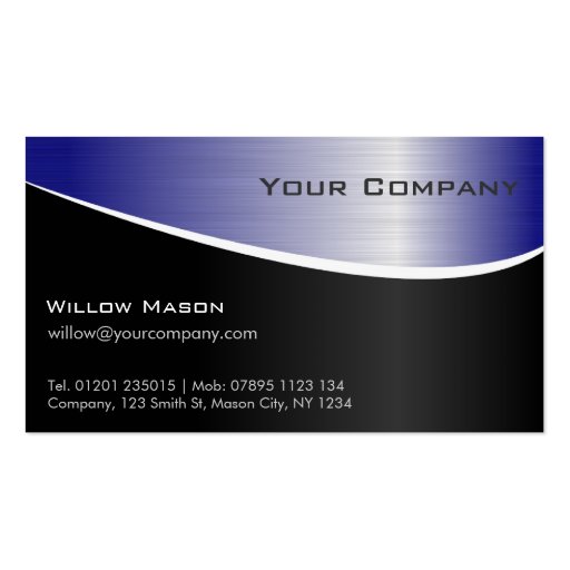 Blue Stainless Steel, Professional Business Card (front side)