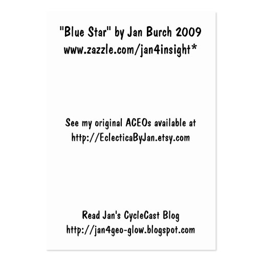 Blue Star ACEO artist trading card Business Card Templates (back side)