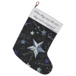 Blue Star Dancing in the Night Large Christmas Stocking