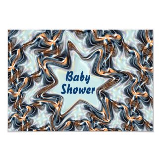 Blue Star Fractal Baby Shower Invitation 3.5" X 5" Invitation Card