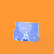 Blue Star Girl Notecard by Derora Blue Star Girl Notecard