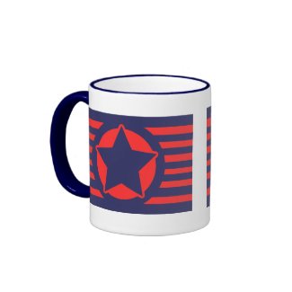 Blue Star on Red & Blue Stripes mug