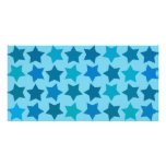 Blue Star Pattern Custom Photo Card
