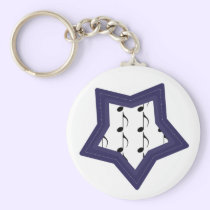 Blue Star with Music Notes keychains