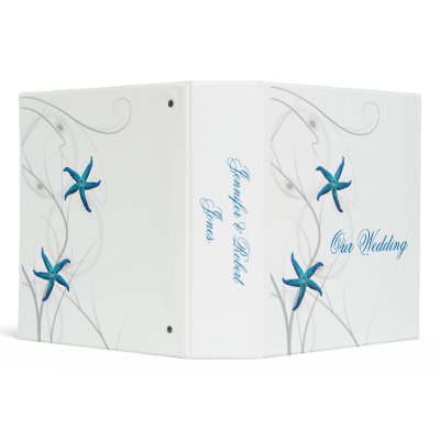 Blue Starfish and Silver Coral Wedding Binder by NoteableExpressions
