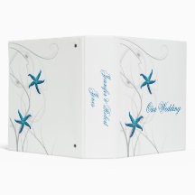 Blue Starfish and Silver Coral Wedding Binder