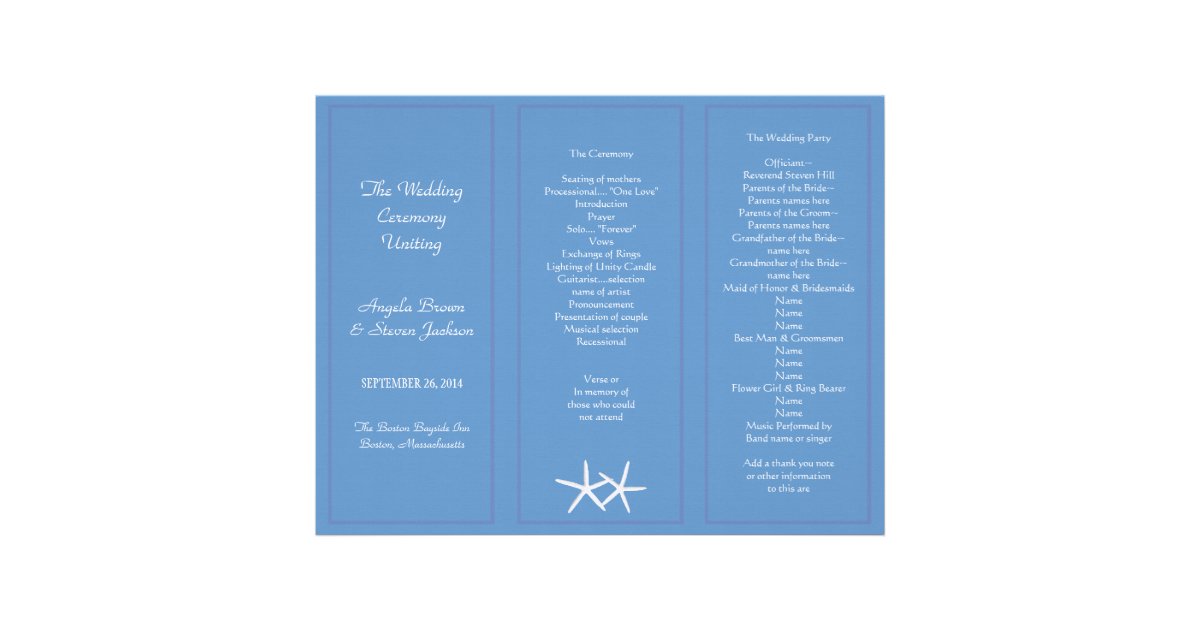 trifold wedding program templates free