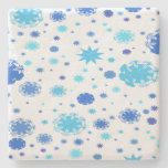 Blue Stars and Snowflakes Christmas Stone Beverage Coaster