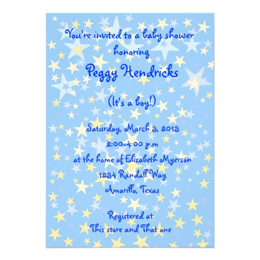 Blue Stars Baby Shower Invitation