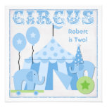 Blue Step Right Up Circus Birthday Invitations