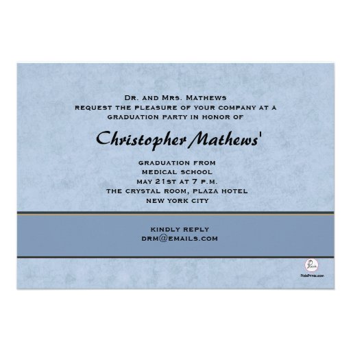 Blue Stethoscope - Graduation Invitation