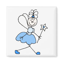 Blue Stick Figure Angel Magnet