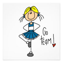 Blue Stick Figure Cheerleader T-shirts and Gifts Announcements