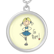 Blue Stick Figure Cheerleader T-shirts and Gifts Necklaces
