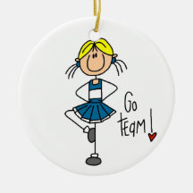 Blue Stick Figure Cheerleader T-shirts and Gifts Christmas Tree Ornament