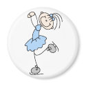 Blue Stick Figure Girl Skater Magnet