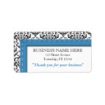 Blue Stitched Damask "Thank you for your business" Personalized Address Labels