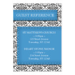 Blue Stitched Damask Wedding Guest Reference Cards Business Cards