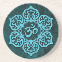 Blue Stone Floral Om Drink Coaster