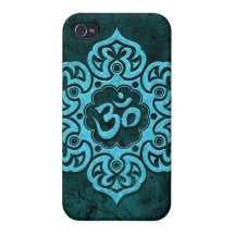 Blue Stone Floral Om iPhone 4 Cover