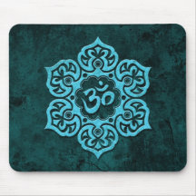 Blue Stone Floral Om Mousepad
