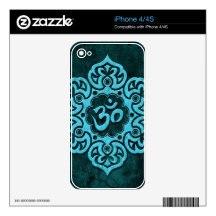 Blue Stone Floral Om Skin For The iPhone 4
