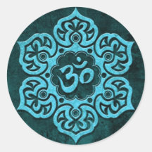 Blue Stone Floral Om Sticker