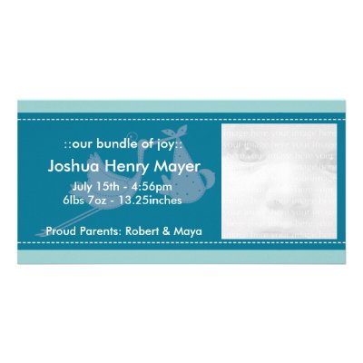 Blue Stork Baby Annoucement Photo Cards by EnduringMoments