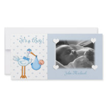 Blue Stork Baby Boy photo cards by StarStock Blue Stork Baby Boy photo cards