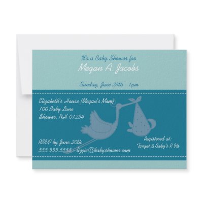 Blue Stork Baby Shower Invitation Cards by EnduringMoments