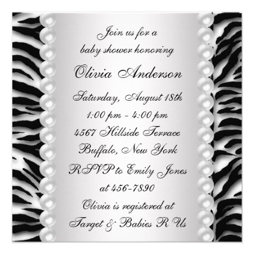 Blue Stork Zebra Baby Shower Invitations