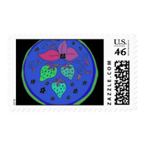 Blue Strawberries Postage Stamp
