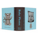 Blue Stripe Baby Photo Album with Monkey binders