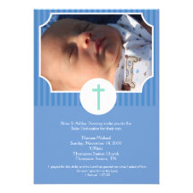 Blue Stripe Baptism Baby Dedication 5x7 photo Personalized Invitations