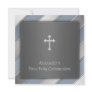 Blue Stripe Boys First Communion Personalized Invites