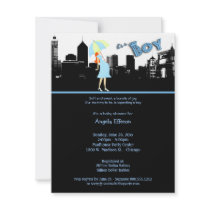 Blue Stripe Bundle Of Joy Baby Shower Invitation