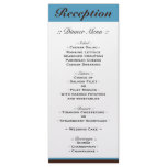 Blue Stripe Chocolate Brown Reception Menu Custom Rack Cards