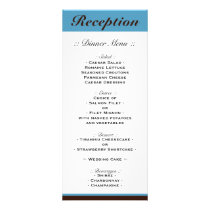 Blue Stripe Chocolate Brown Reception Menu Custom Rack Cards